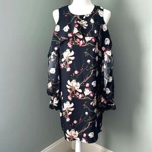 Saks Fifth Avenue Black ‘Ramsey’ Floral Printed cold shoulder dress Size Small